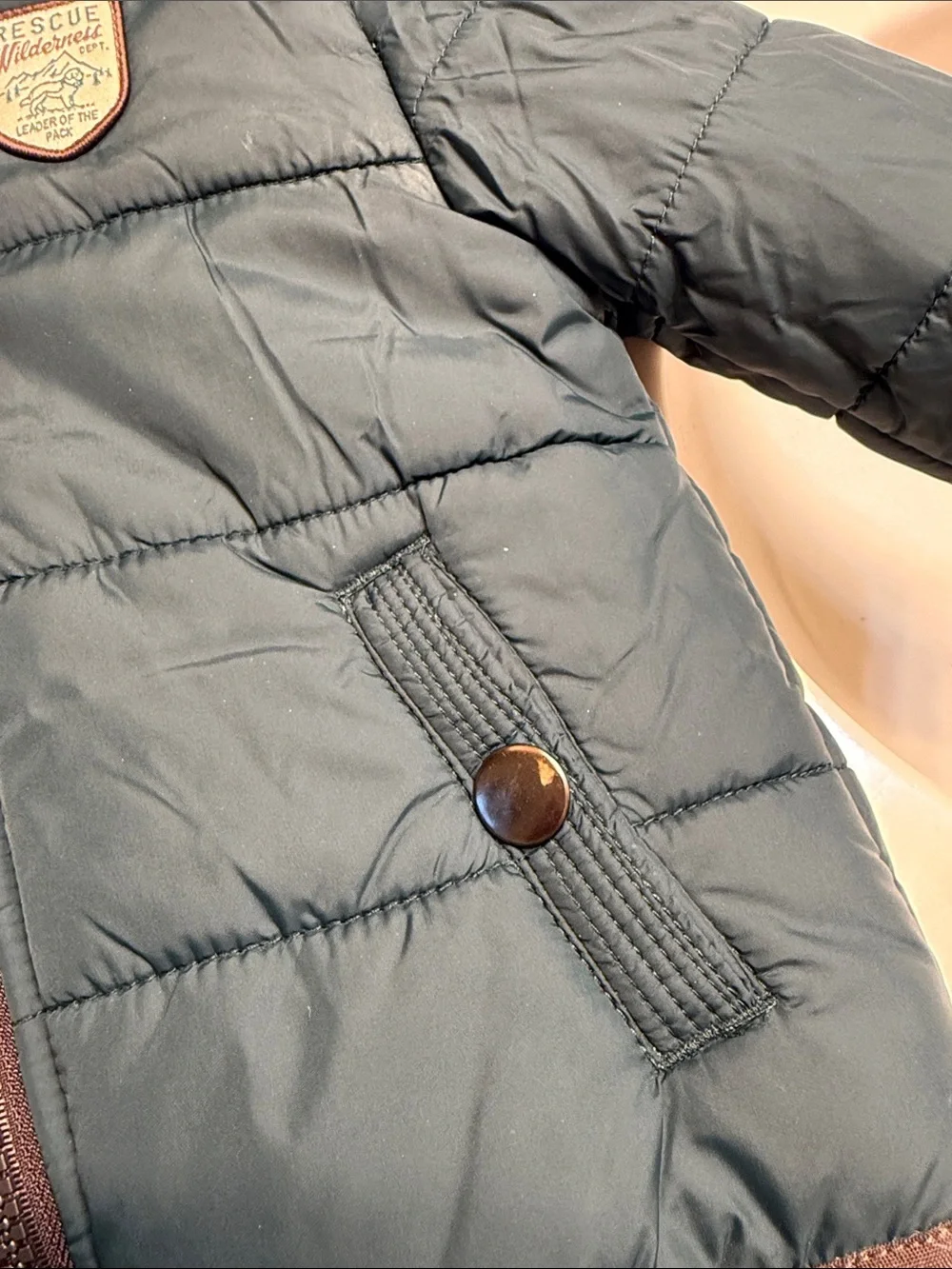 Carter's Teal Kids Puffer Jacket with Hood and Rescue Patch